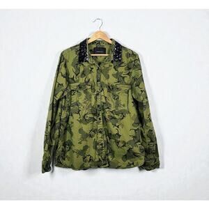 Maison Scotch Camo Sequined Button Up Shirt Size 4